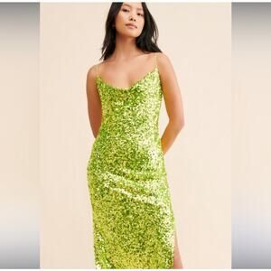 Sachin & Babi Sequin Sanza Dress in Chartreuse